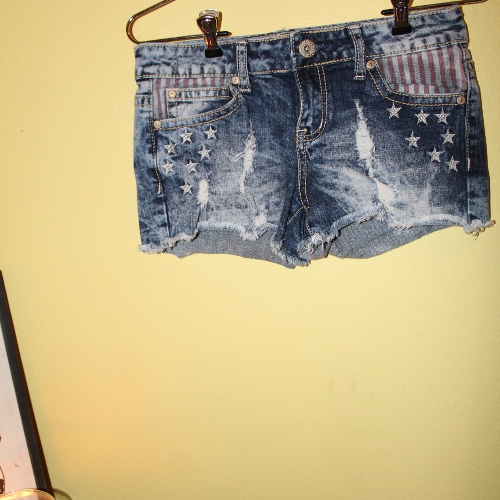 American Flag Jean Shorts